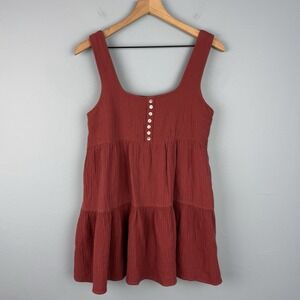 Urban Outfitters Gauze Mini‎ Flock Sleeveless Dress Burgundy Women's Size Small